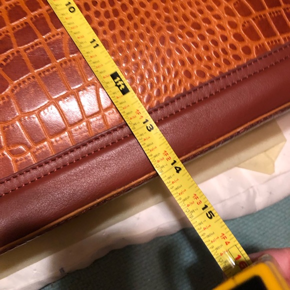 J.W. Hulme Co. Orange/Brown Leather Croc Embossed Handbag - Picture 11 of 16